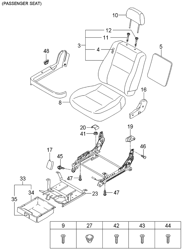 Kia 884003E700KW5 Back Assembly-Front Seat