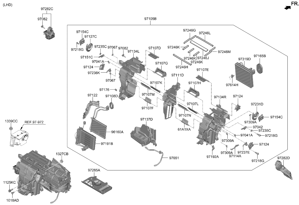 Kia 97141AO000 COVER-HEATER CORE