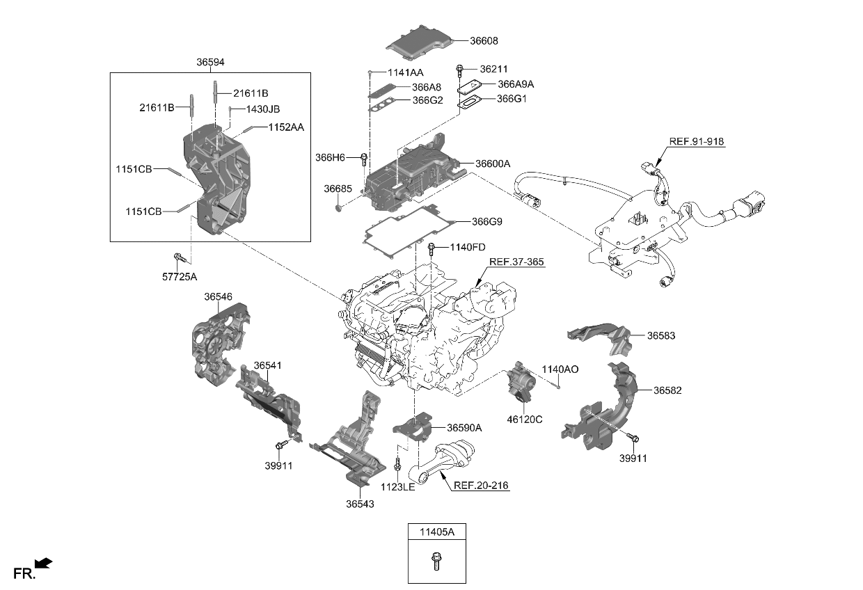 Kia 365480EDA0 COVER-MOTOR SOUND AB