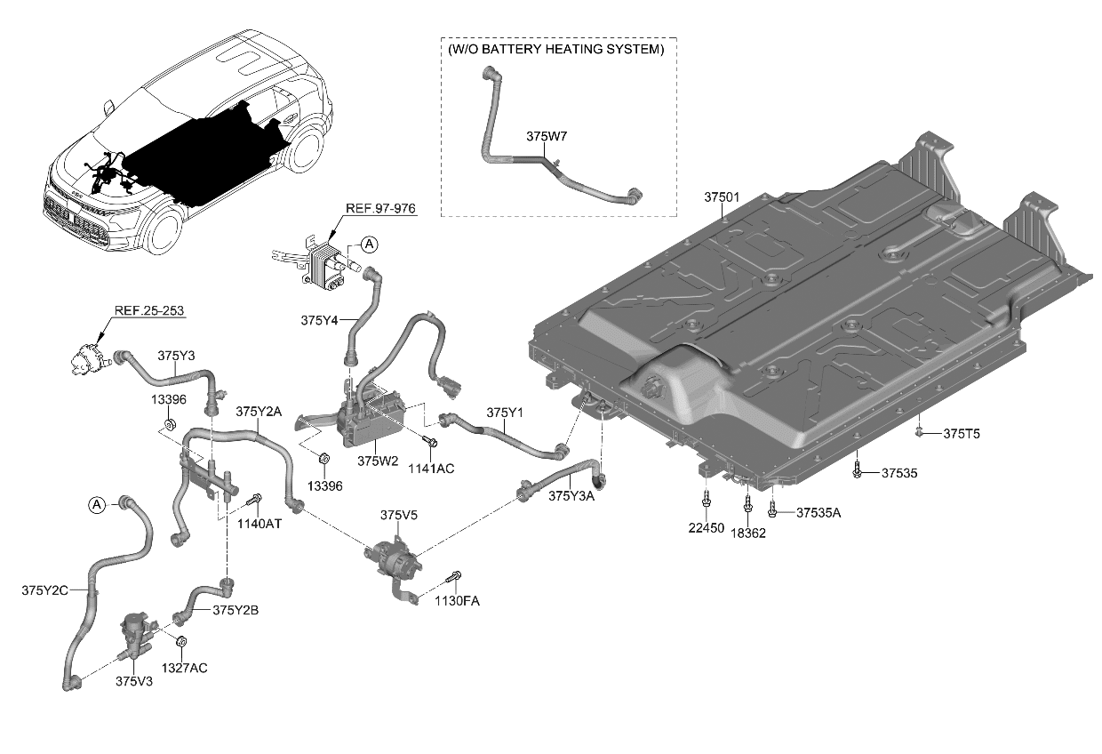 Kia 375Y4AO010 HOSE-BATTERY HEATER