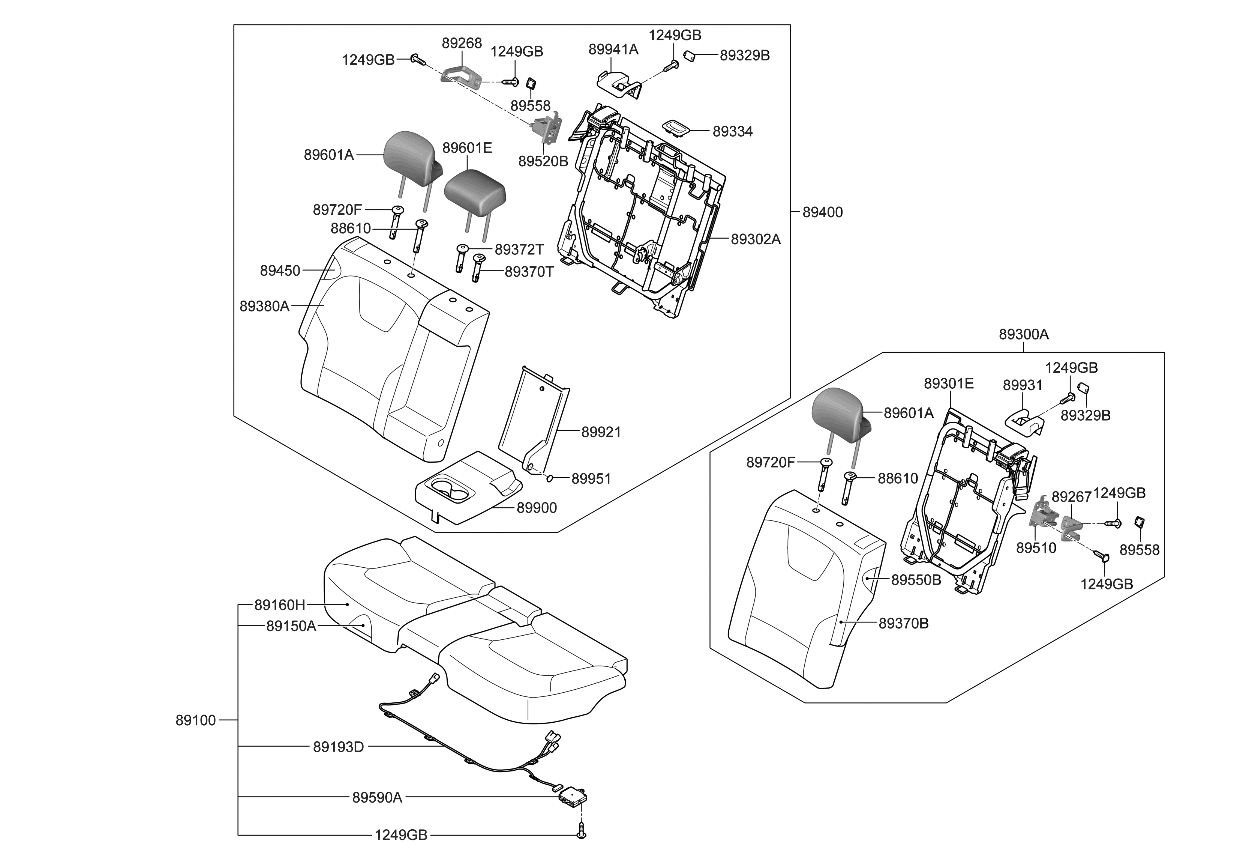 Kia 89100AO100AUQ CUSHION ASSY-RR SEAT