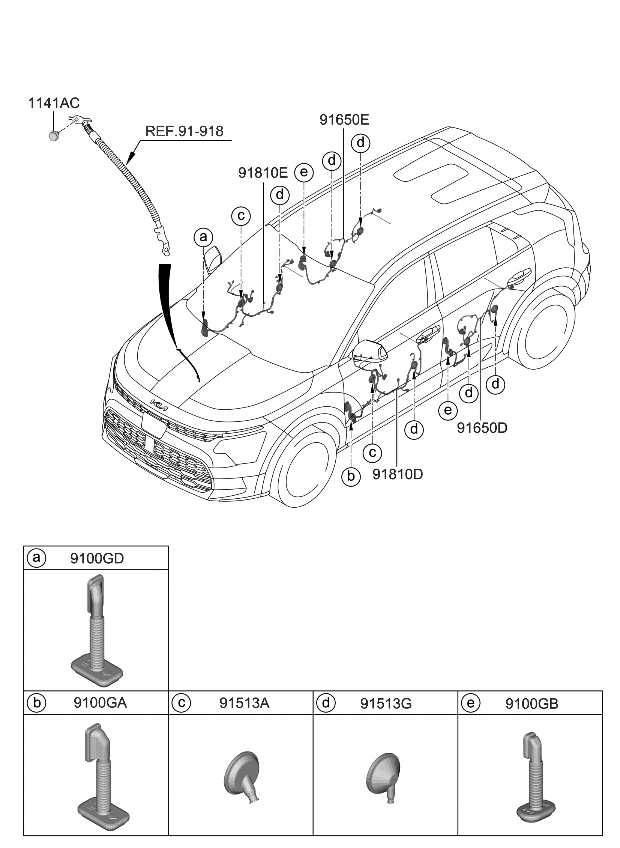 Kia 91610AO020 WIRING ASSY-FR DR(PA