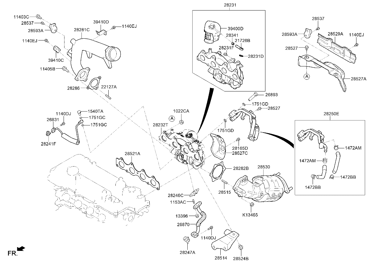 Kia 285302BLJ0 CASE ASSY-CATALYST