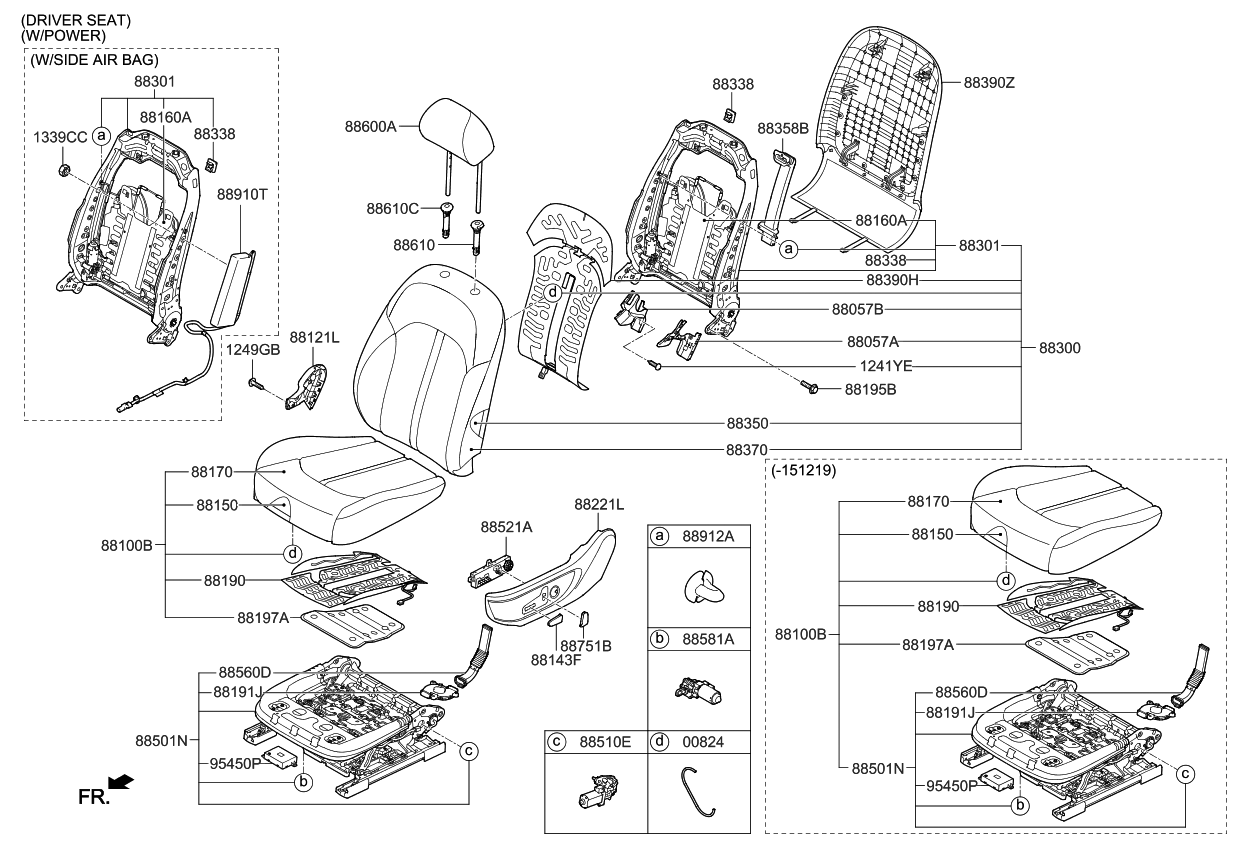 Kia 88300D5180A3G Back Assembly-Front Seat,LH