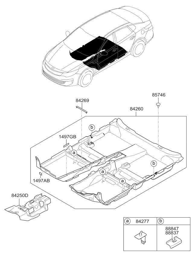 Kia 84250D5000 Pad Assembly-Front TUNNE