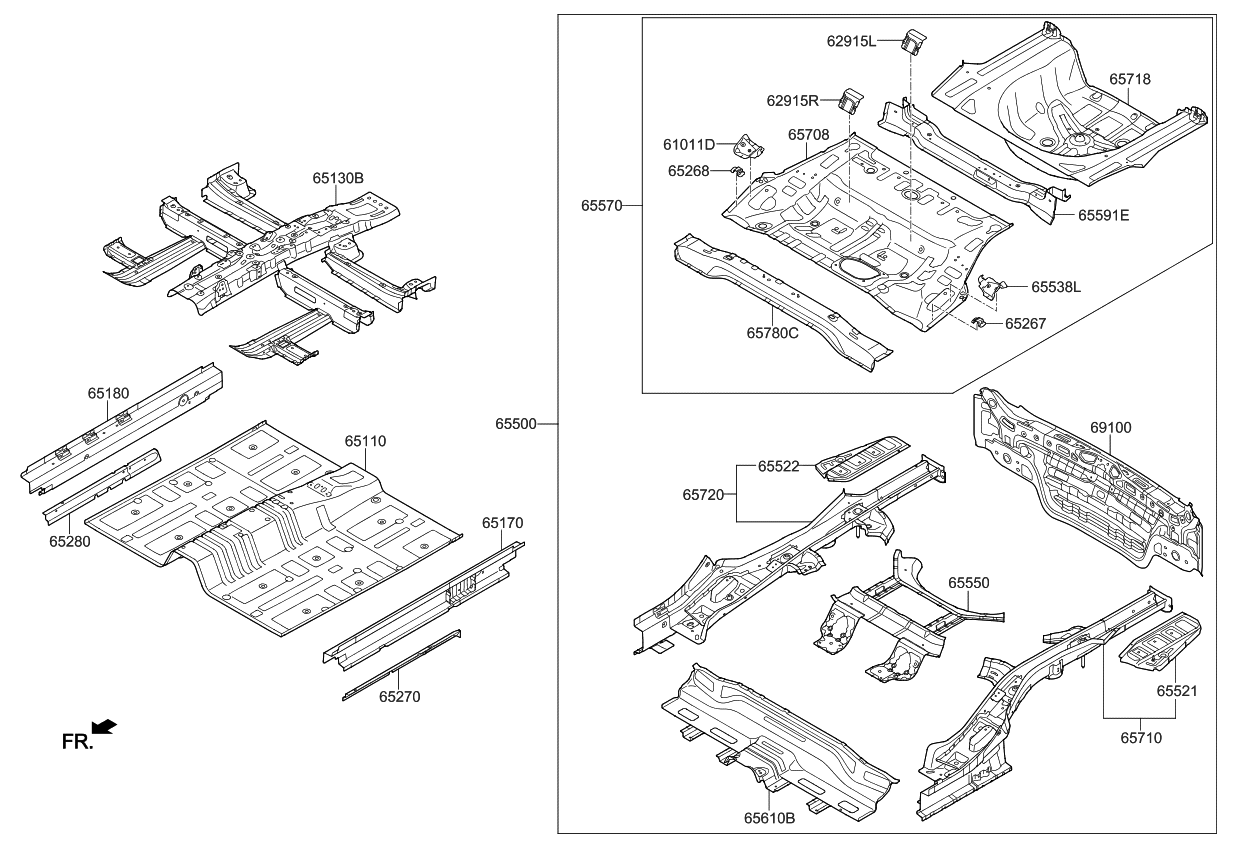 Kia 65720D5000 Member Assembly-Rear Floor