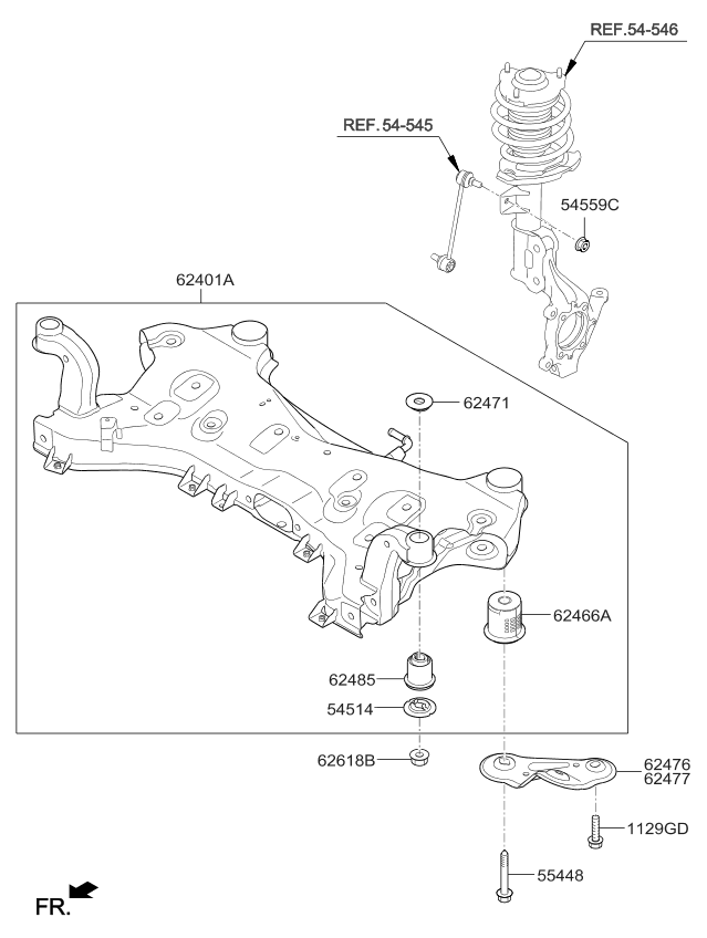 Kia 62405C2051 Crossmember Complete