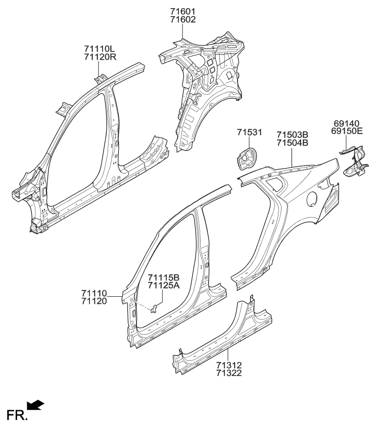 Kia 71120D5000 Reinforcement Assembly-Side Complete