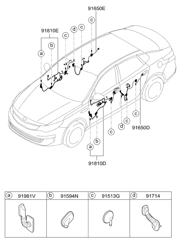 Kia 91660D5010 Wiring Assembly-Rear Door RH