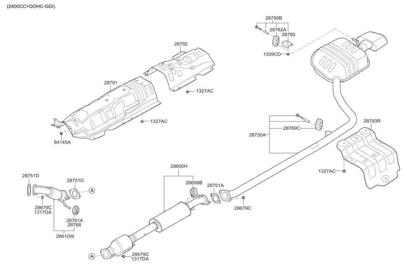 Kia 28610C2500 Front Muffler Assembly