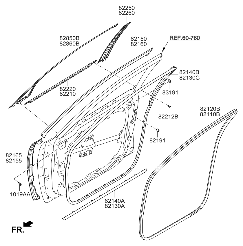 Kia 822503T000KBN GARNISH Assembly-Door FRAM