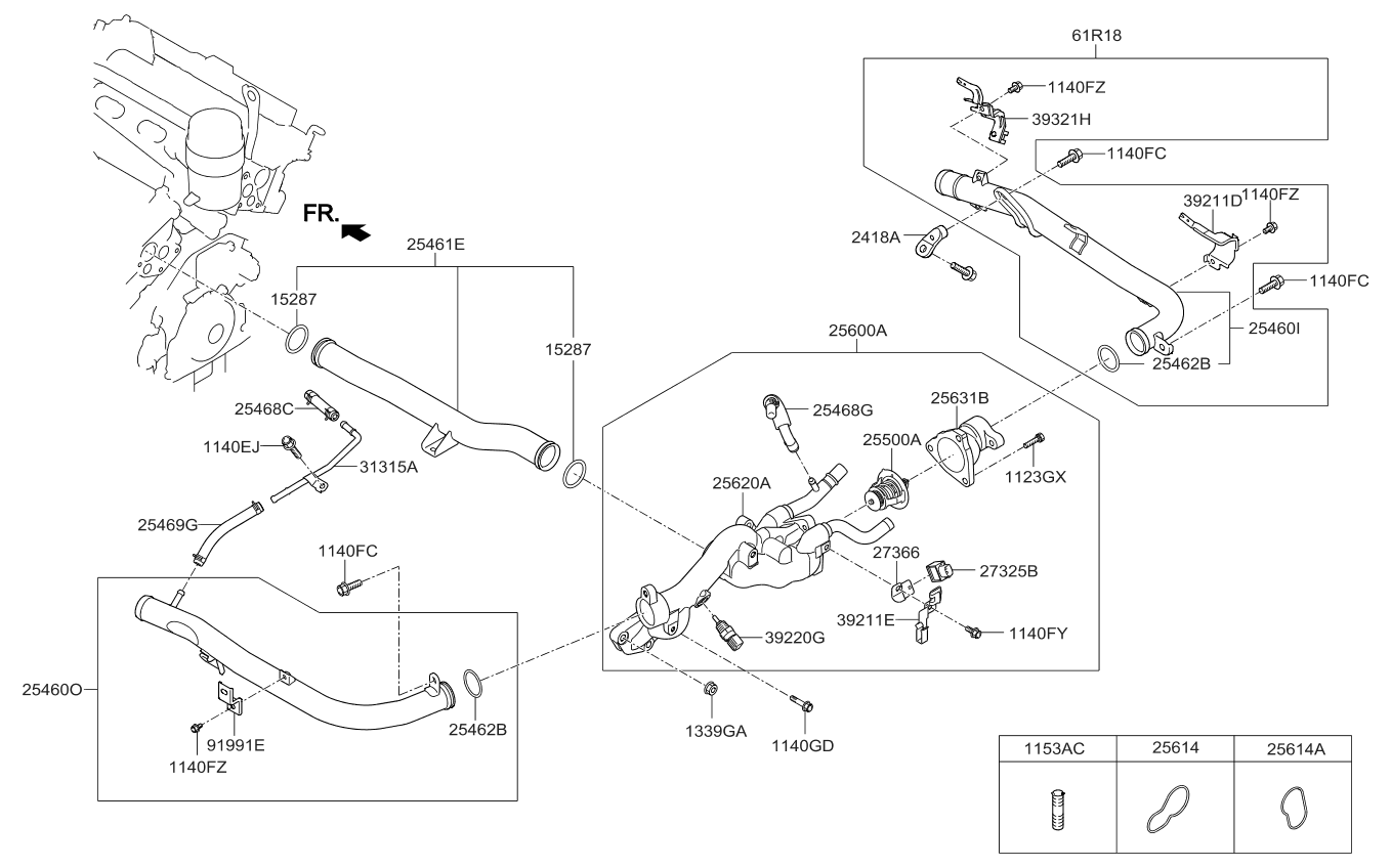 Kia 256143CGA0 Gasket-Thermostat Case