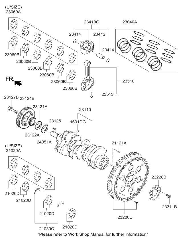 Kia 230413CHP0 Piston & Pin & Snap