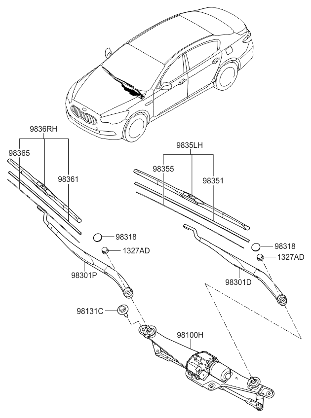 Kia 983653M100 Rail Spring-WIPER Blade 983653M100 Kia Rail Spring-WIPER Blade
