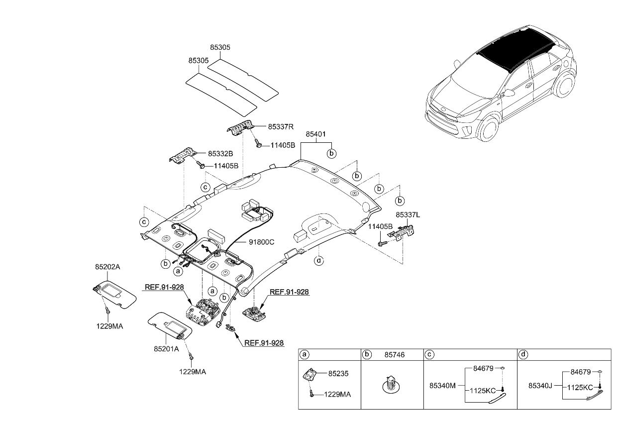 Kia 85310H9100BF3 Headlining Assembly