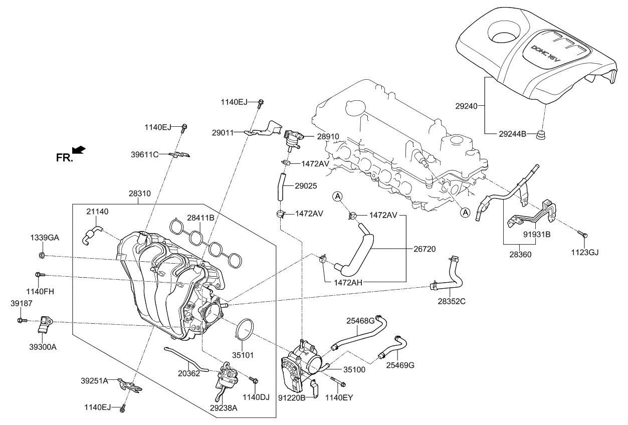 Kia 283282B670 Hose-Vacuum