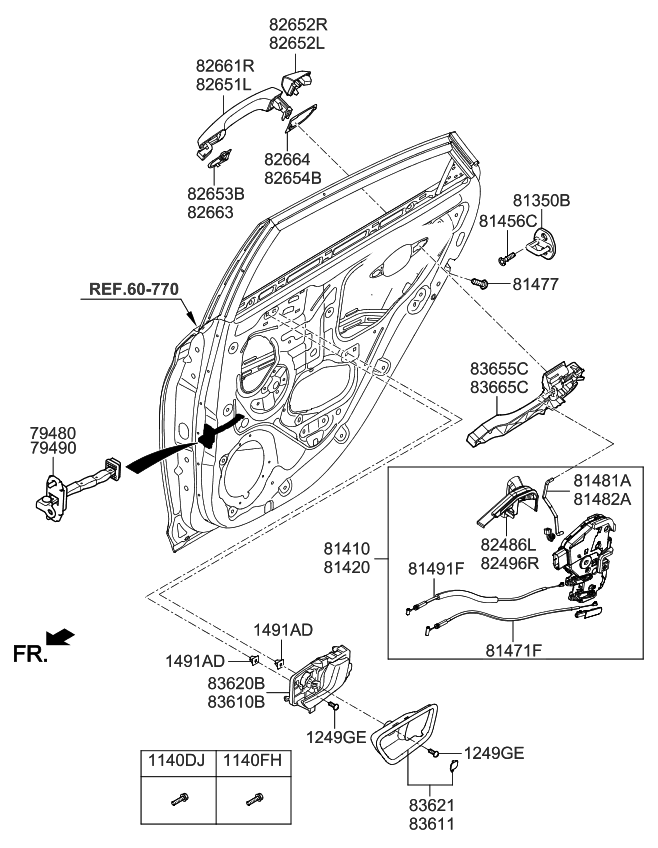 Kia 82661H805000 Door Outside Handle Assembly