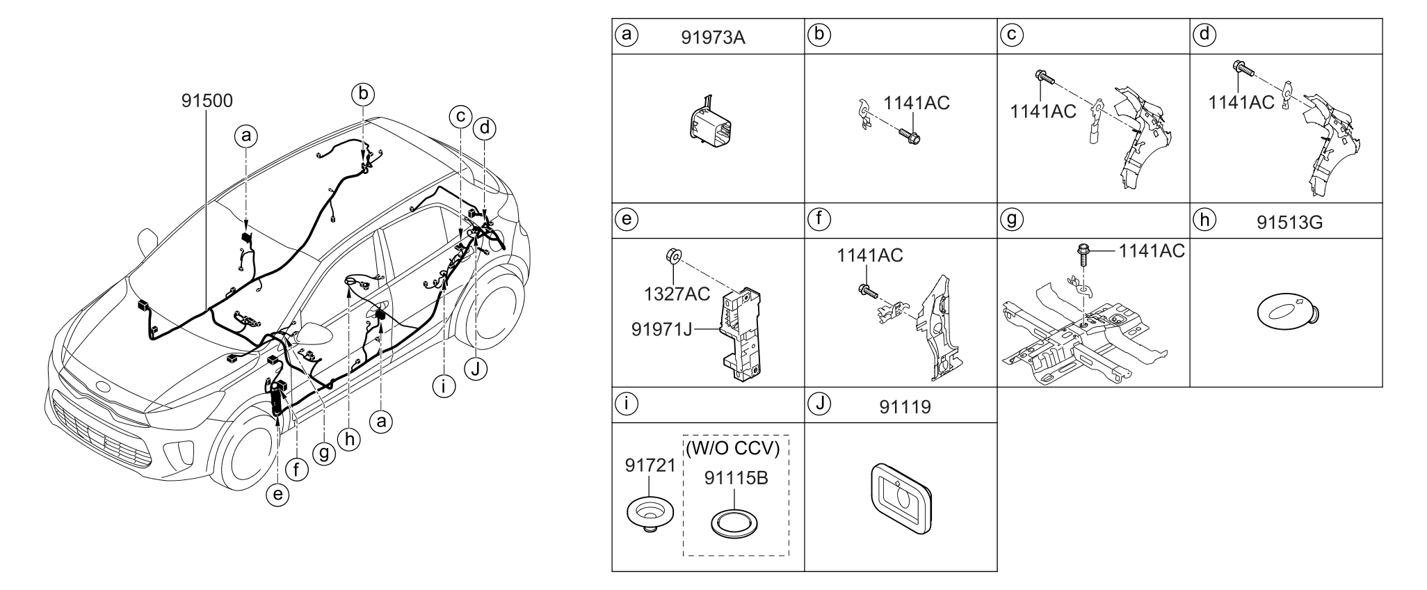 Kia 91505H9460 Wiring Assembly-Floor