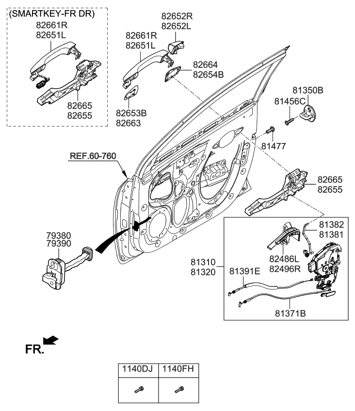 Kia 82652H801000 Cover-Front Door Outside Handle