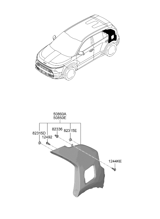 82315M5000 Genuine Kia FASTENER-DR TRIM
