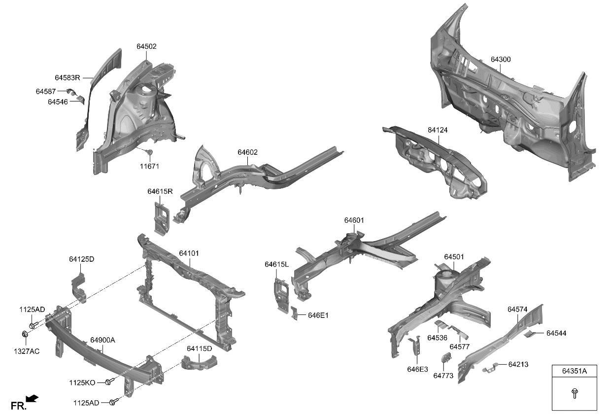 Kia 64602AT000 MEMBER ASSY-FRONT SI