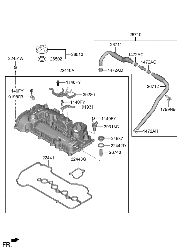 Kia 2244108HA0 GASKET-ROCKER COVER