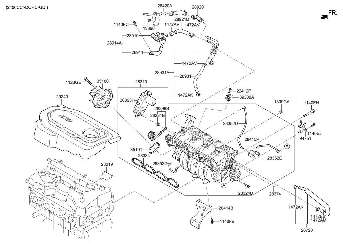 Kia 289312GGA6 Hose-Pcsv