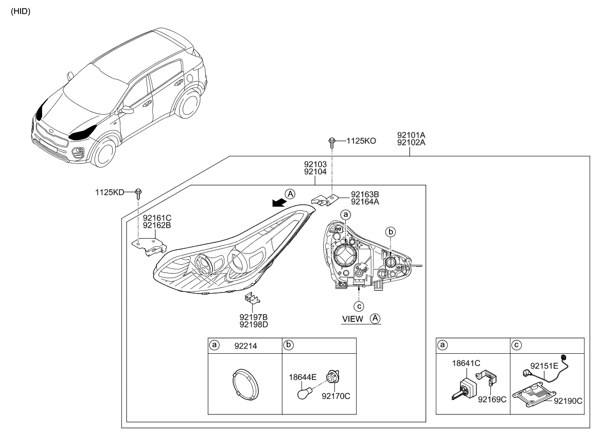 Kia 92104D9330 Sub Assembly-Head Lamp,R