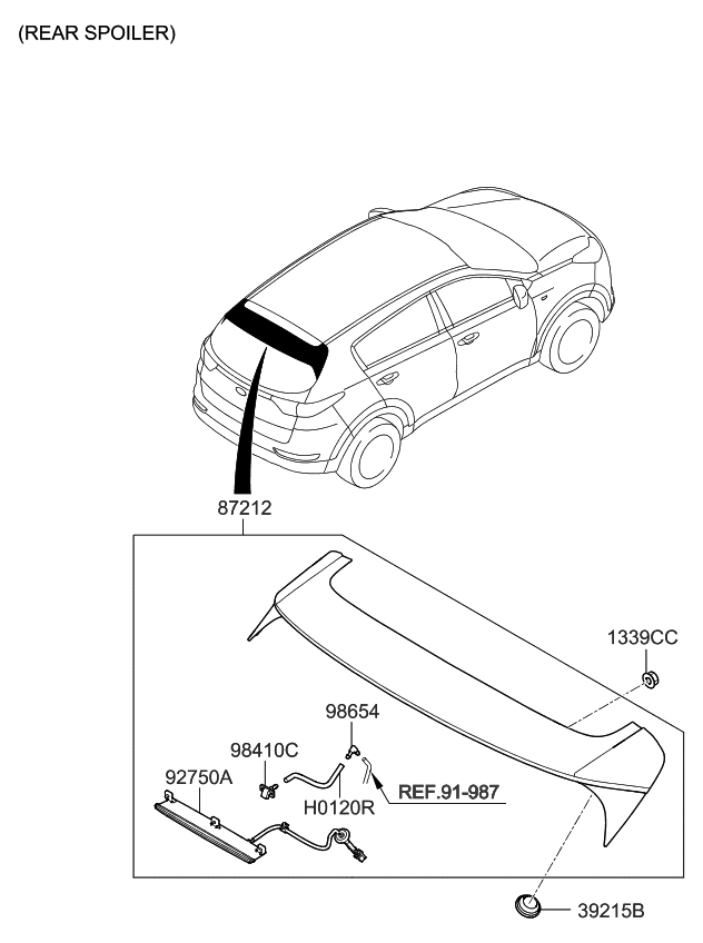 Kia 92700D9001 Lamp Assembly-High Mounted Stop