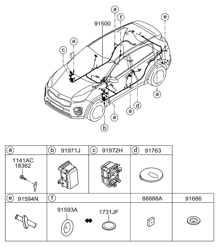 Kia 91508D9572 Wiring Assembly-Floor