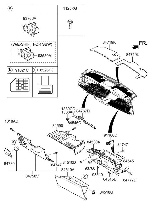 Kia 845172P000BNH Stopper-Glove Box