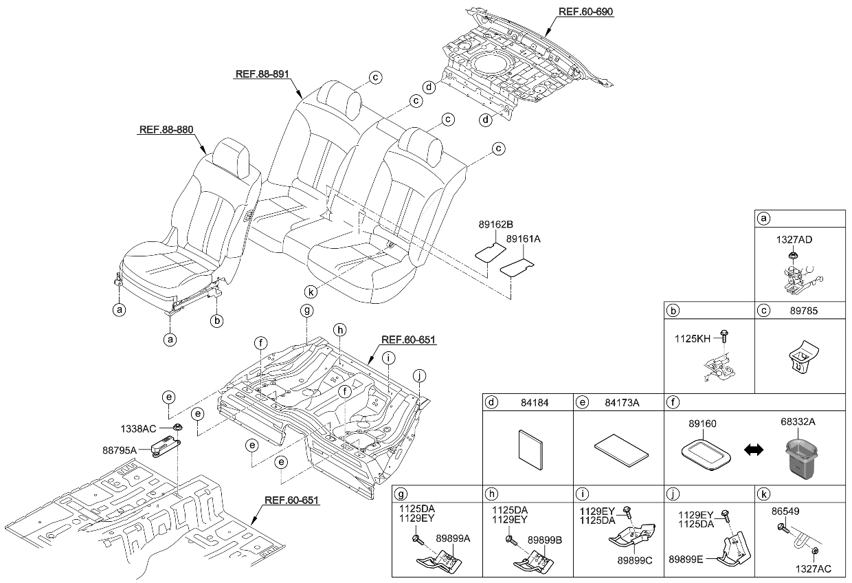 Kia 891613M000 Cover-Rear Buckle,LH