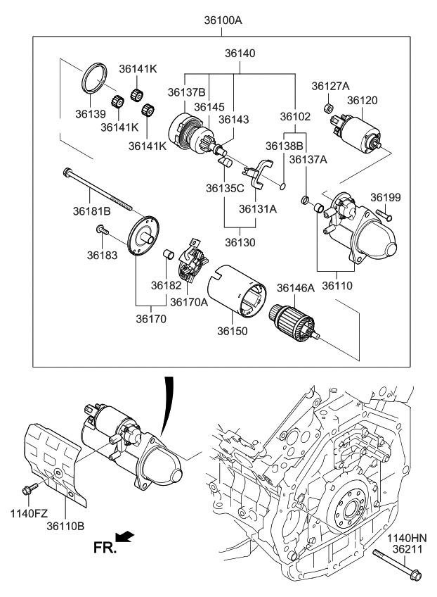 Kia 361113C211 Bracket Assembly-Starter