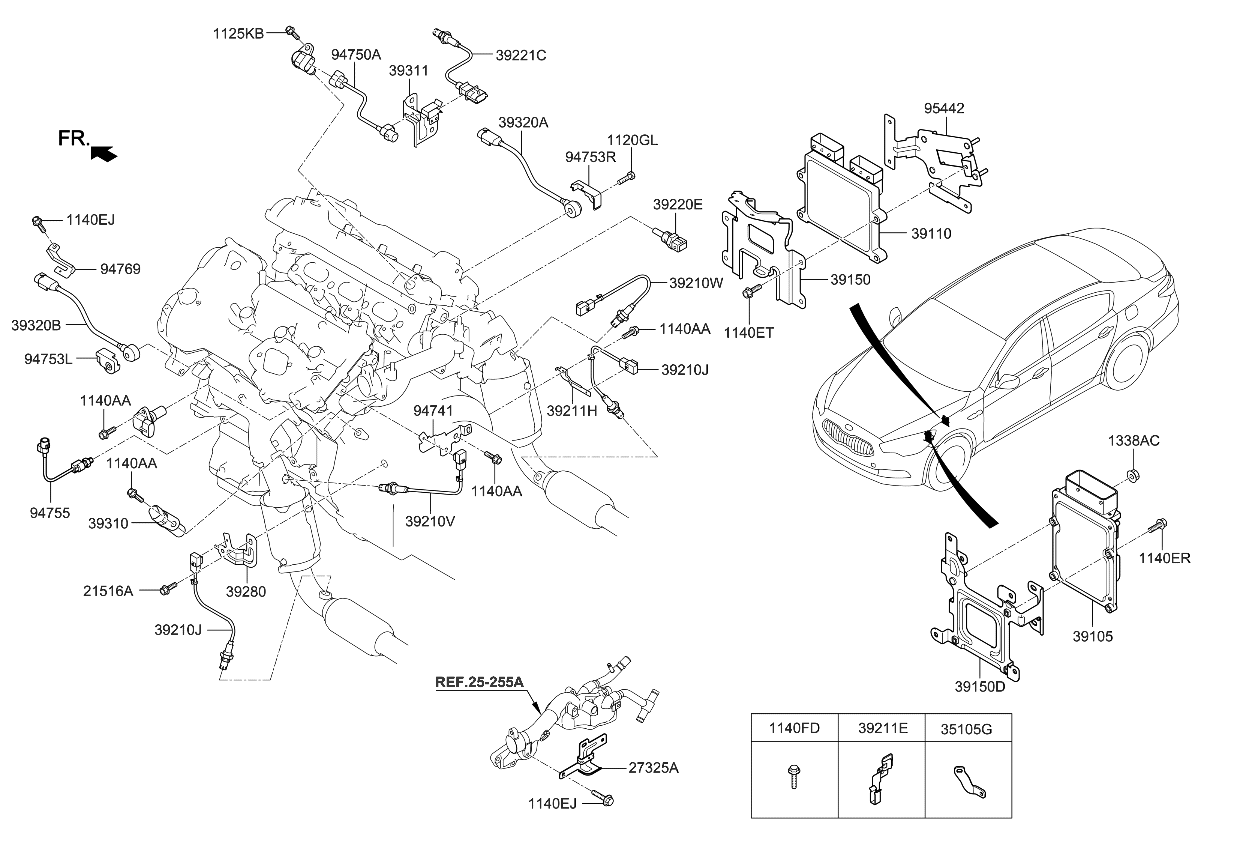 Kia 392103C520 Oxygen Sensor Assembly, Front Left