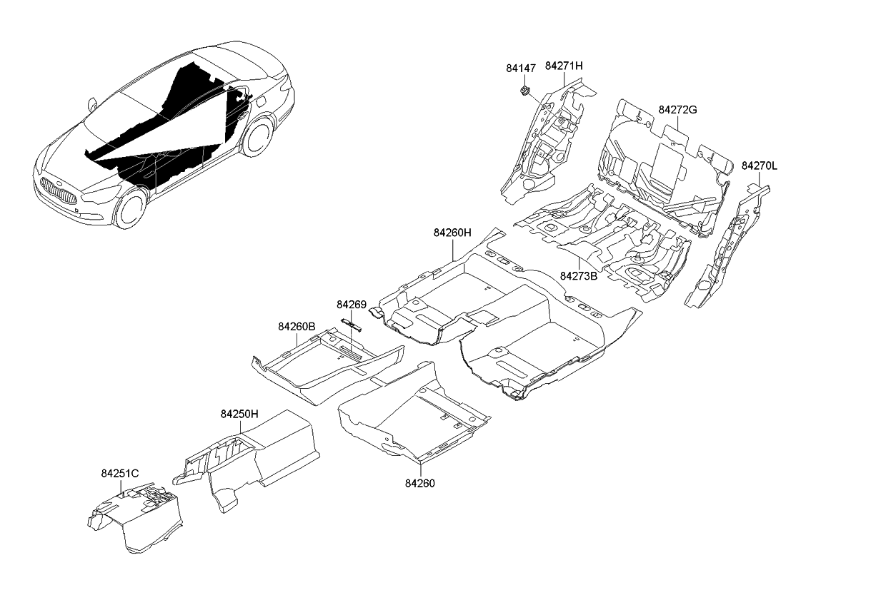 Kia 842523T000 Pad Assembly-Rear Tunnel