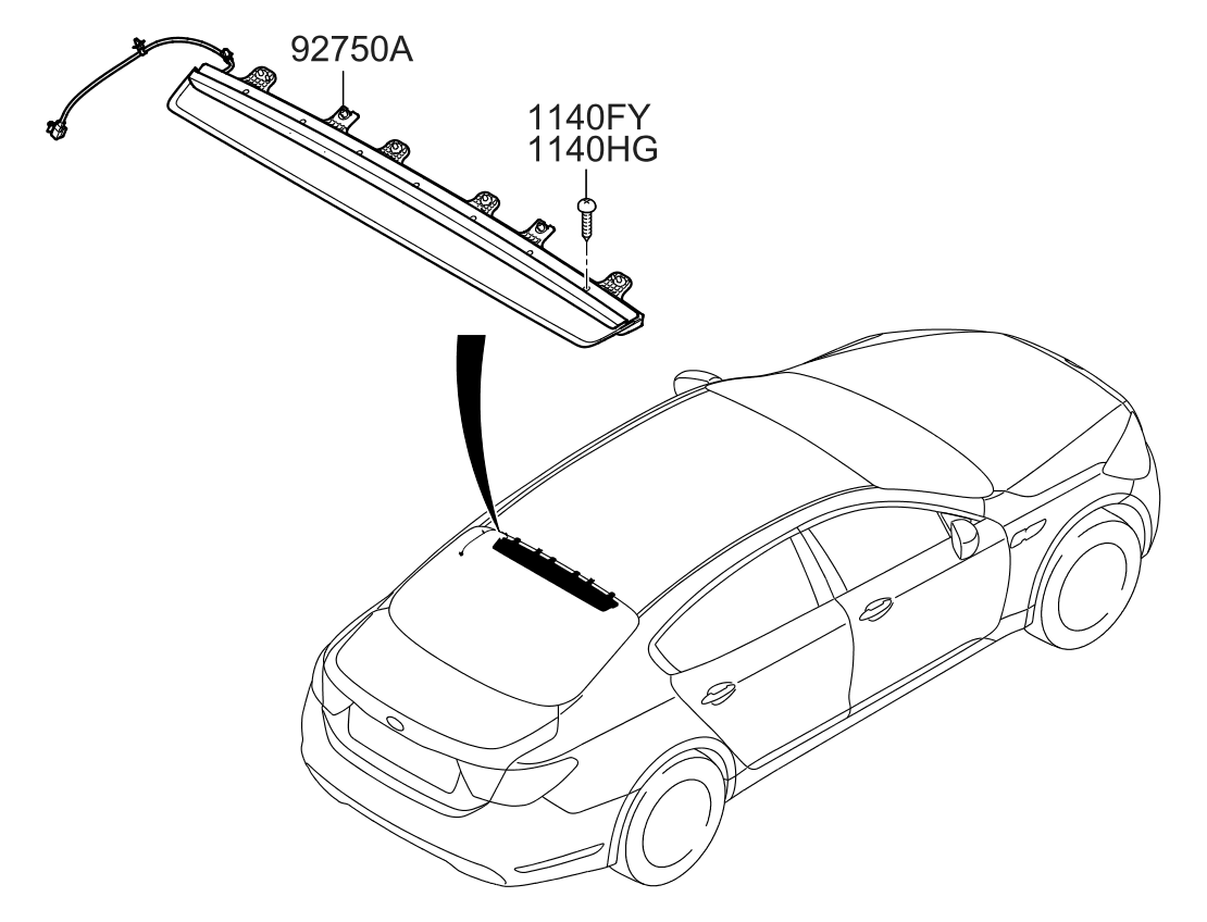 Kia 927003T000 Lamp Assembly-High Mounted Stop