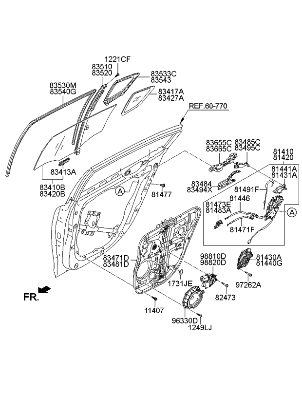 Kia 814813T000 Cable Assembly-Rear Door Outside