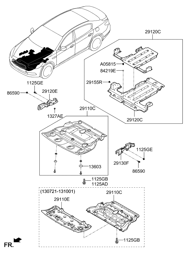 Kia 291103N100 Panel Assembly-Under COV