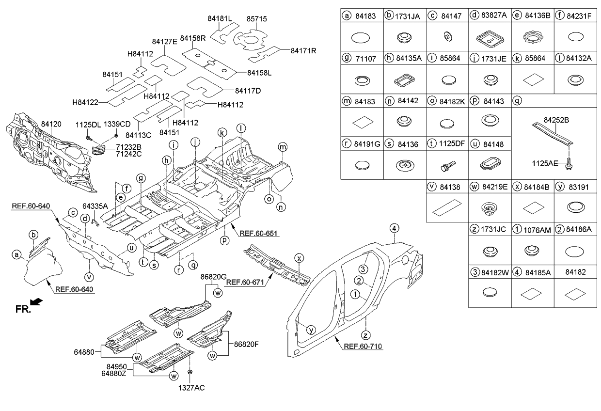 Kia 841122T010 Anti Pad-Center Floor Front