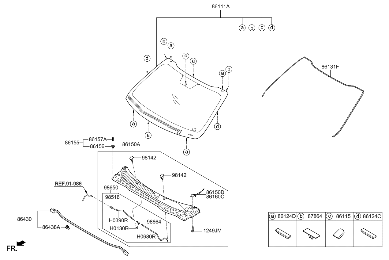 Kia 861182T000 Pad-Windshield Glass