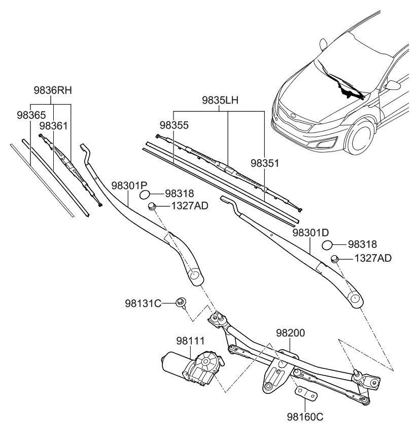 983652L000 Kia RAIL SPRING-WIPER BL