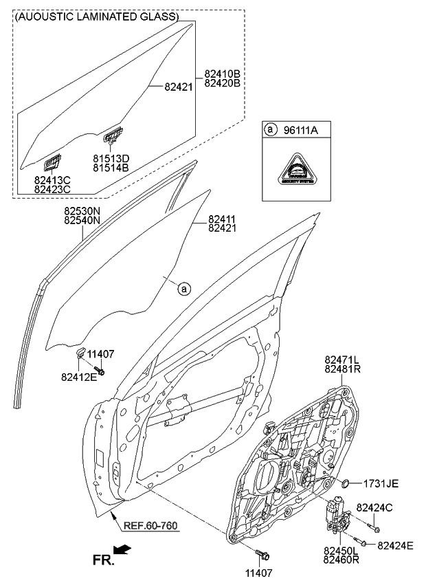 Kia 824124C000 Holder-Front Door Window