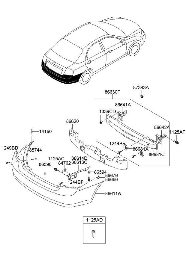 Kia 866512F501 Bracket-Rear Bumper Side