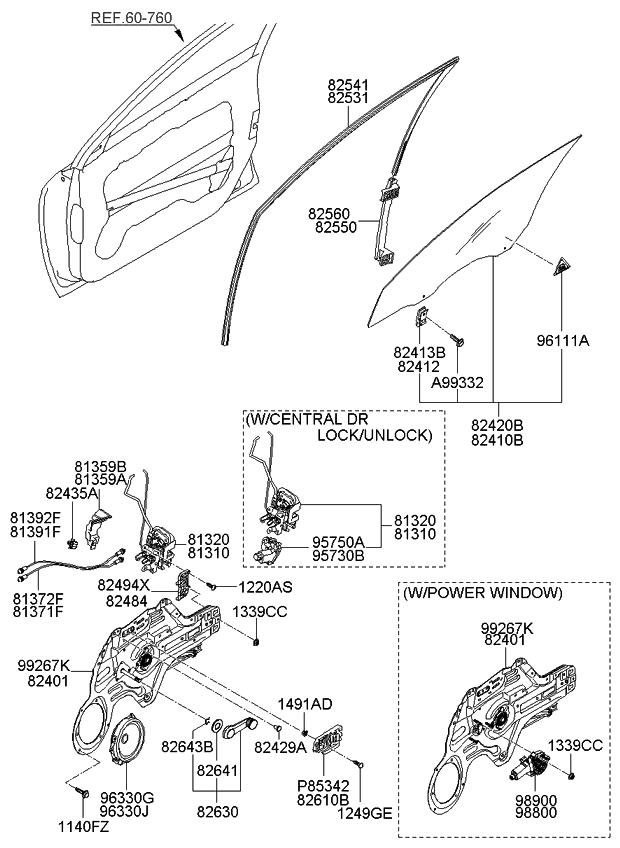 Kia 824102F210 Glass Assembly-Front Door LH