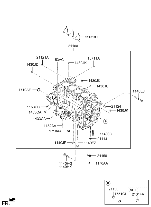 Kia 211002B810 Block Assembly-Cylinder