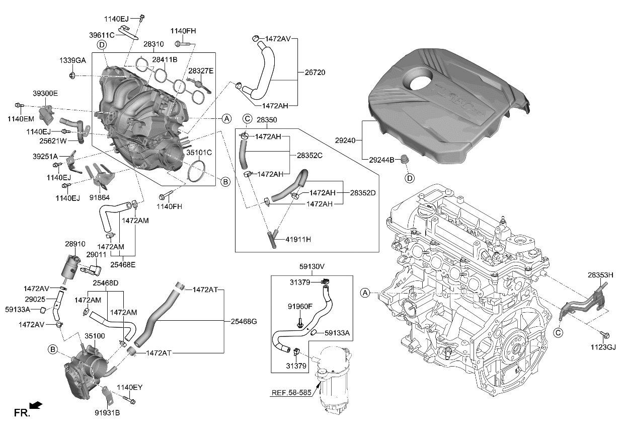 Kia 59130J3350 Hose Assembly-Vacuum