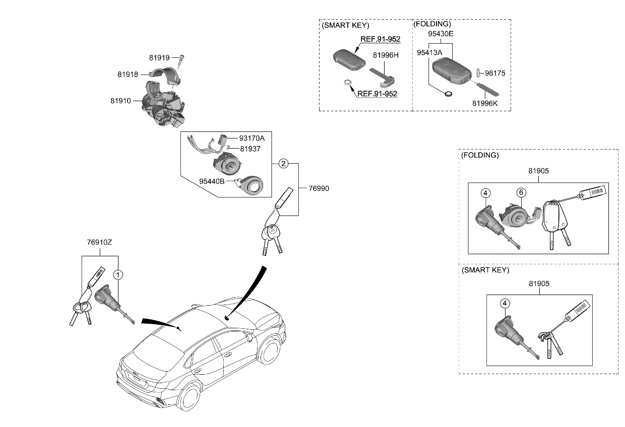 Kia 81905M7350 KEY & CYLINDER SET-L