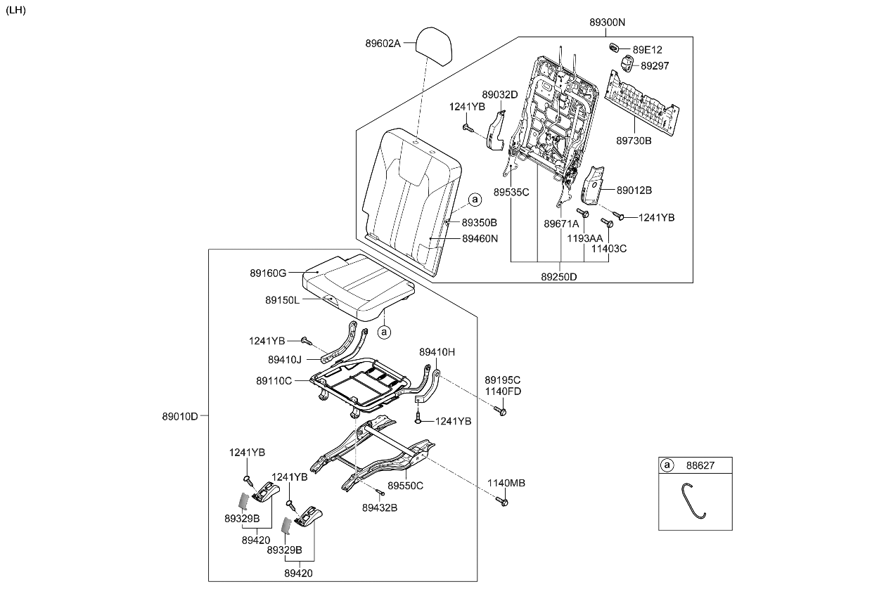 Kia 89AK0R5700 RECLINER Assembly-3RD Ot