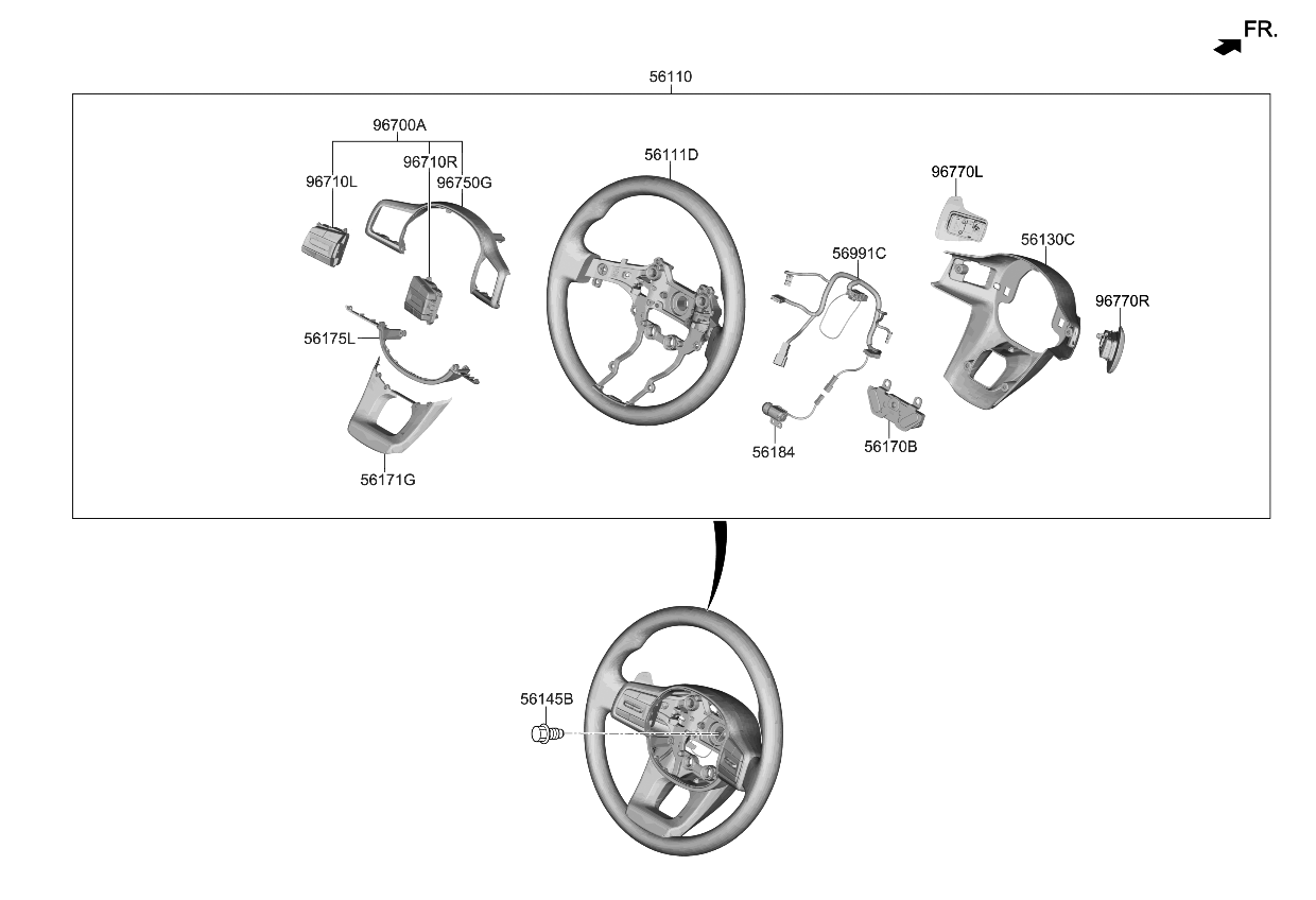 Kia 56111P2200WK Body-Steering Wheel