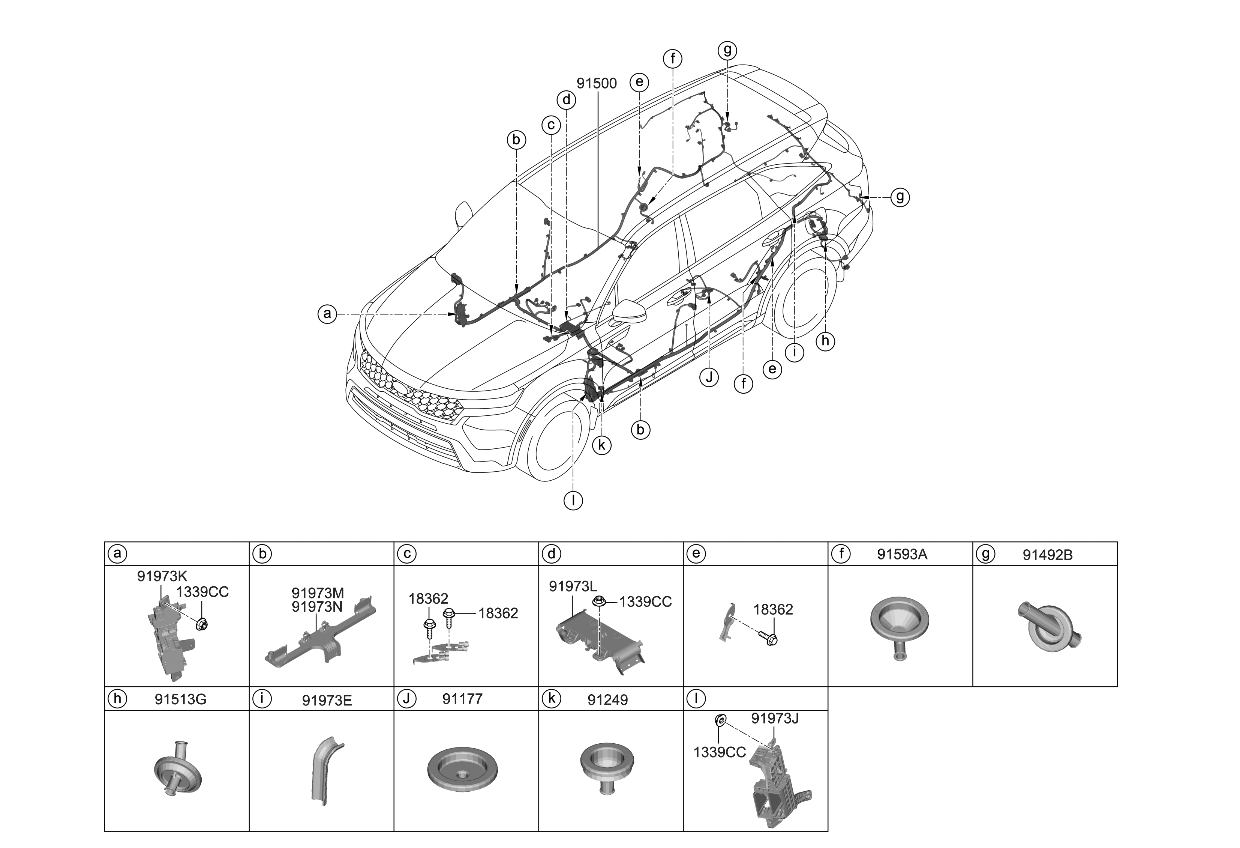 Kia 91501R5110 WIRING ASSY-FLOOR